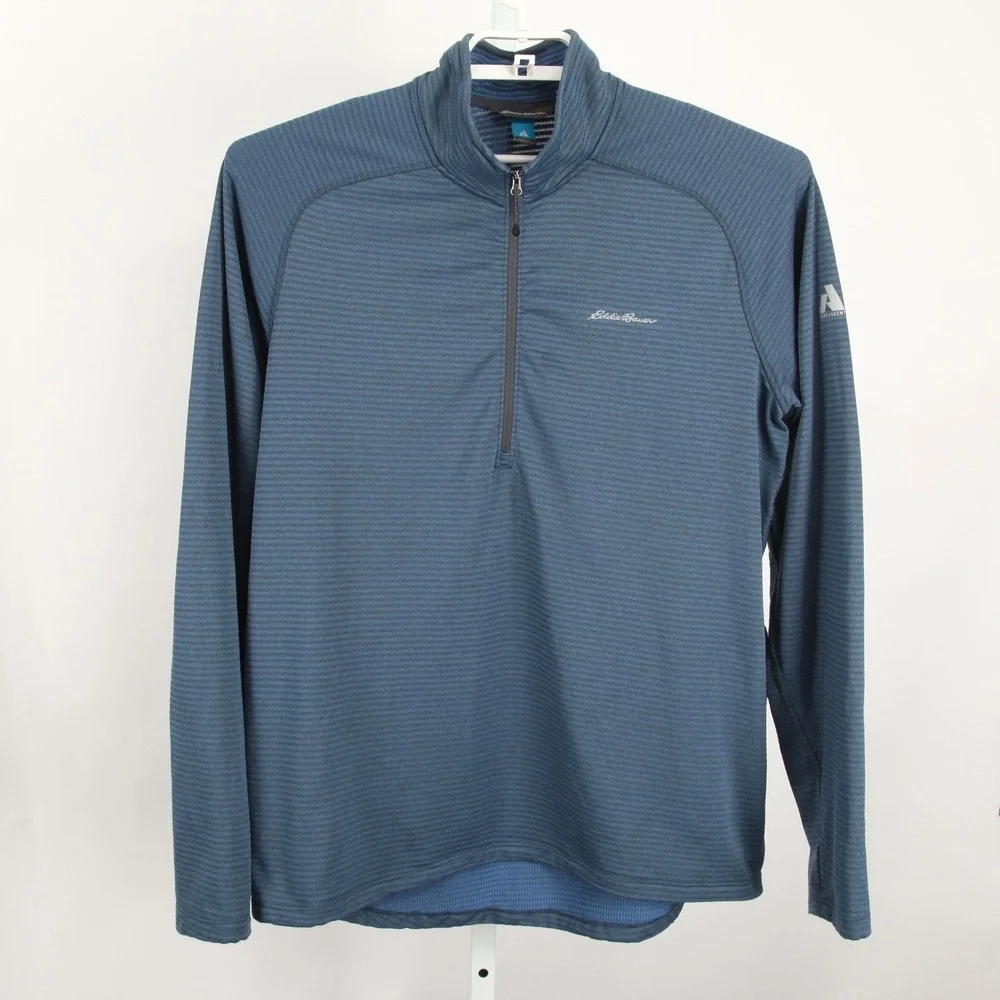 Eddie Bauer Sweater Mens Large Blue First Ascent Quarter Zip Pullover Thumbholes - Picture 2 of 13